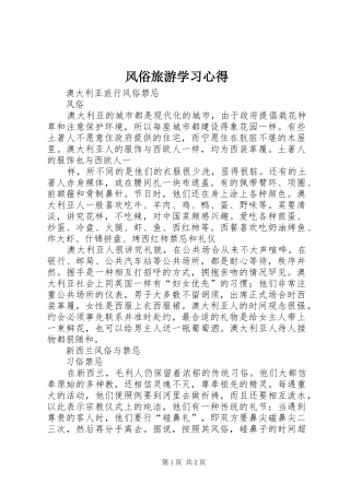 风俗旅游学习心得