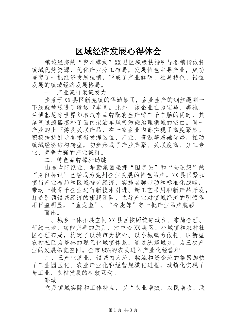 区域经济发展心得体会_第1页