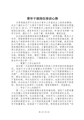 青年干部岗位培训心得