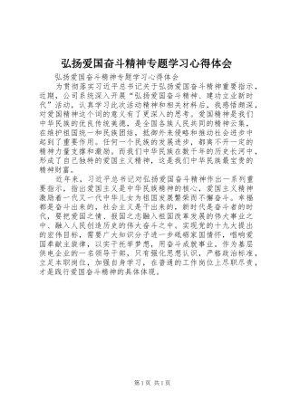 弘扬爱国奋斗精神专题学习心得体会