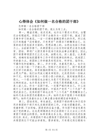 心得体会《如何做一名合格的团干部》