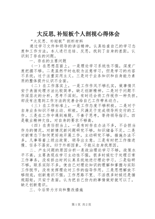 大反思,补短板个人剖视心得体会