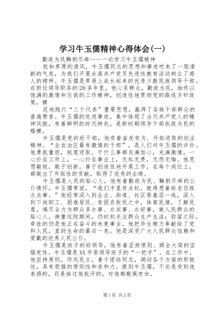 学习牛玉儒精神心得体会(一)