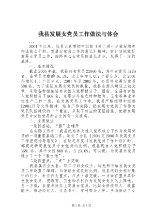 我县发展女党员工作做法与体会