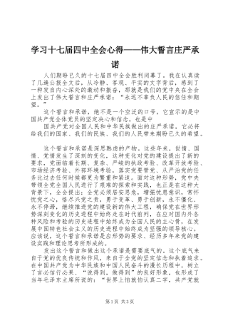 学习十七届四中全会心得——伟大誓言庄严承诺