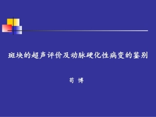 斑块的超声评价及动脉硬化性病变的鉴别