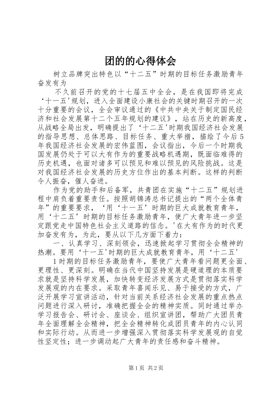团的的心得体会_第1页
