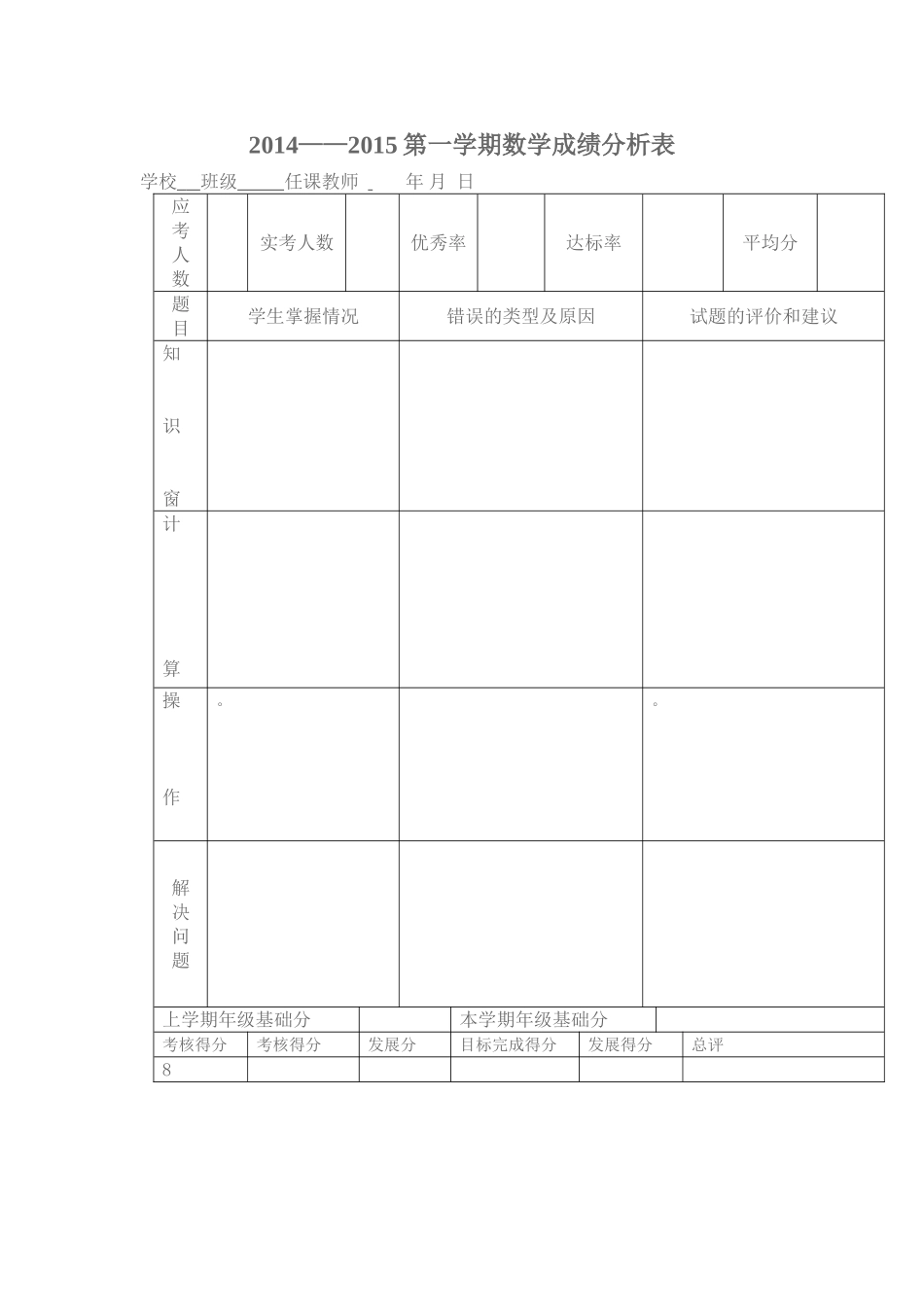 小学数学成绩分析表_第1页