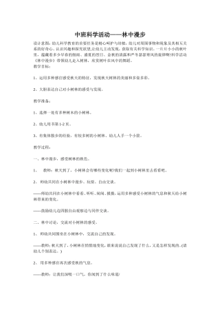 中班科学活动——林中漫步
