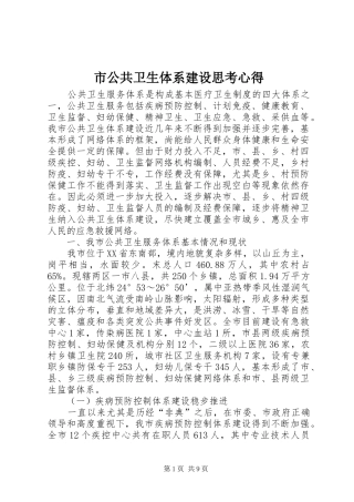 市公共卫生体系建设思考心得