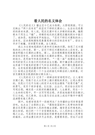 看人民的名义体会