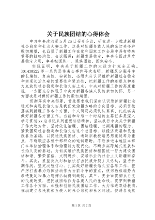 关于民族团结的心得体会