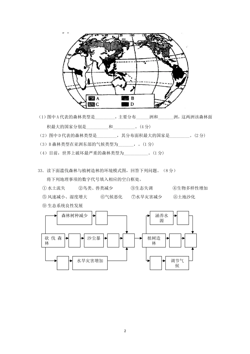 高二地理试题(理科)_第2页