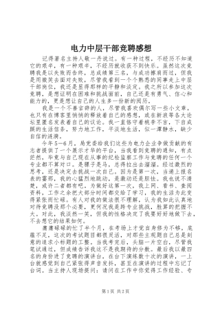 电力中层干部竞聘感想