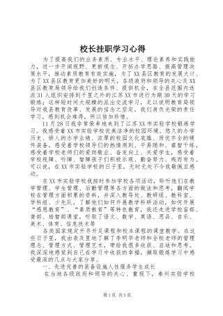 校长挂职学习心得