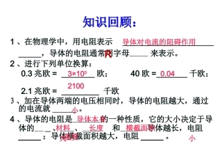2015届开学备课参考沪科版九年级物理上：15-1《电阻和变阻器》（2）课件