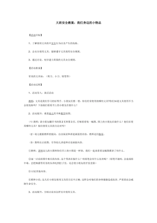 大班安全教案：我们身边的小物品