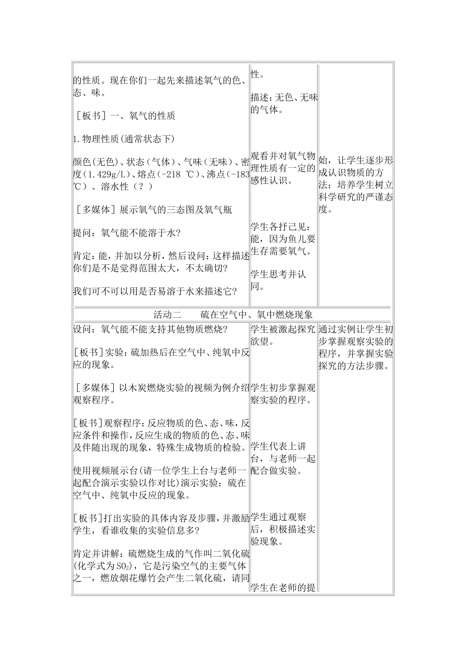 氧气的性质教学设计与反思_第3页