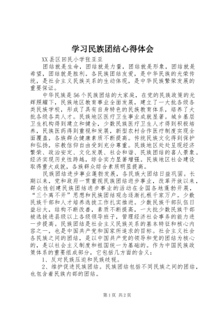 学习民族团结心得体会