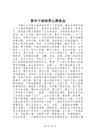 青年干部培养心得体会