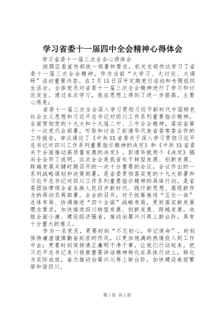 学习省委十一届四中全会精神心得体会