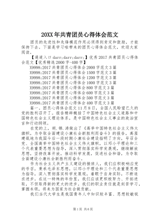 20XX年共青团员心得体会范文
