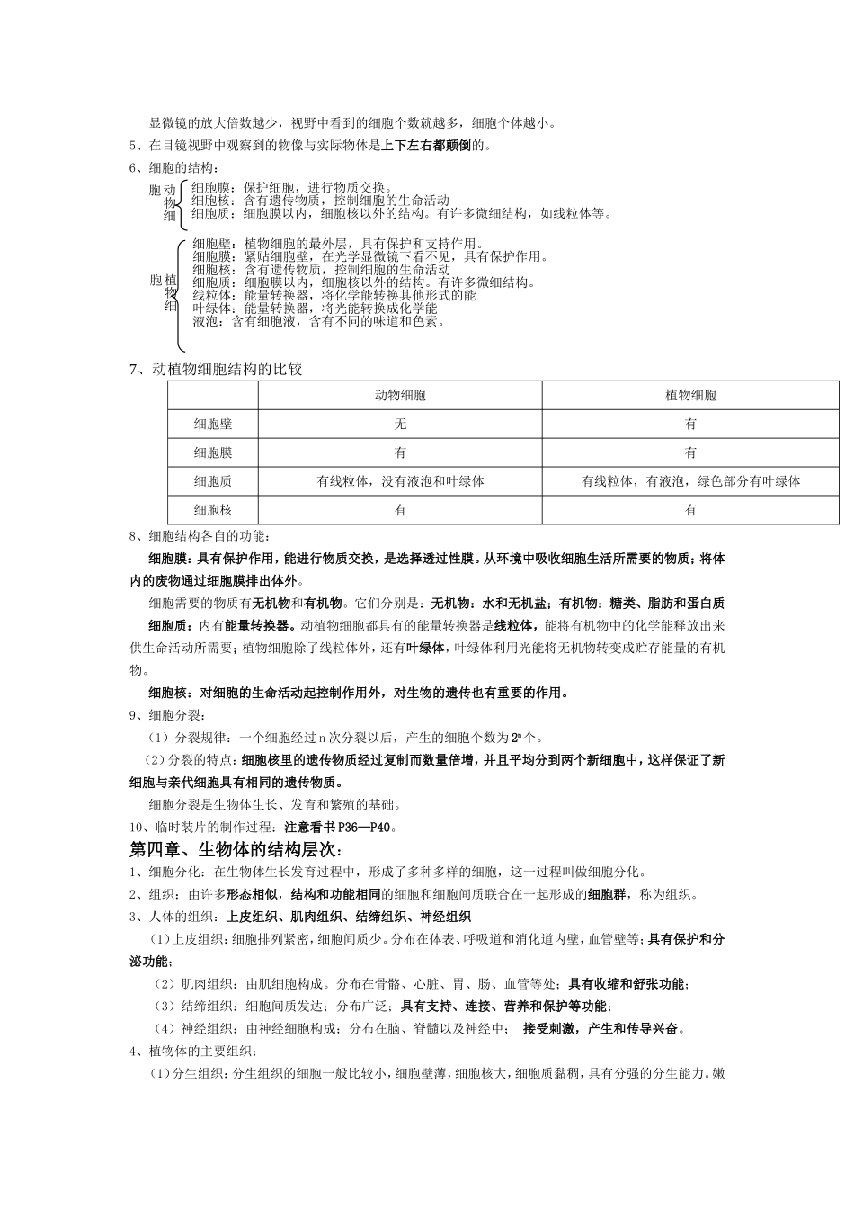 七年级上册生物期末复习提纲(北师大版)_第2页