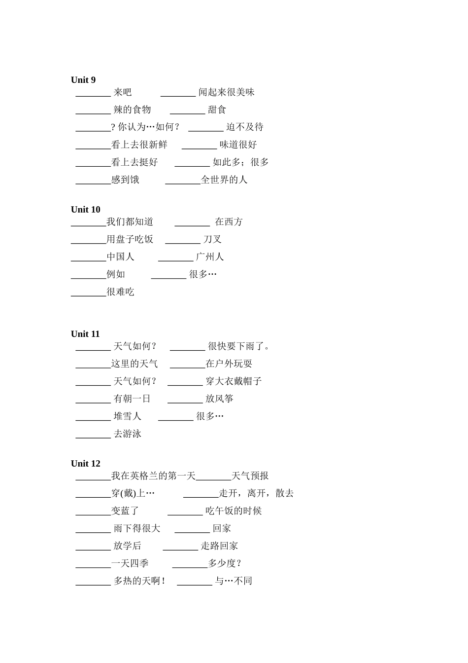 2014年五年级上册短语词组默写表_第3页