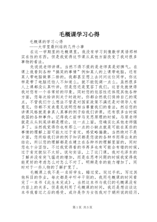 毛概课学习心得