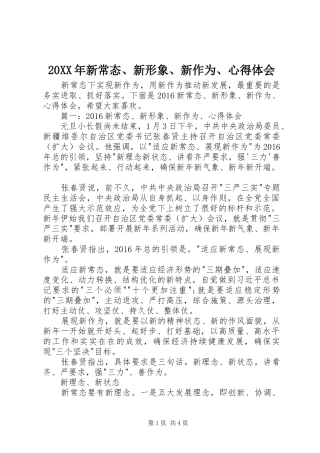 20XX年新常态、新形象、新作为、心得体会 (4)