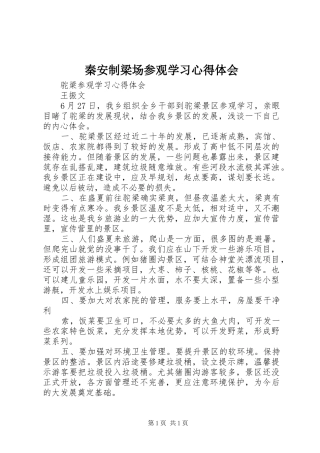 秦安制梁场参观学习心得体会