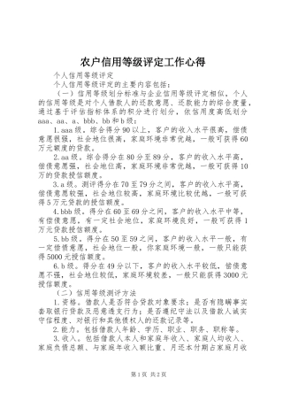 农户信用等级评定工作心得