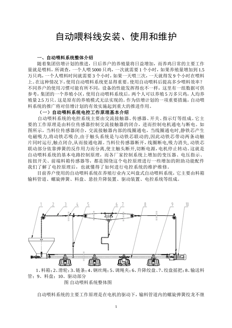自动喂料线安装、使用和维护_第1页