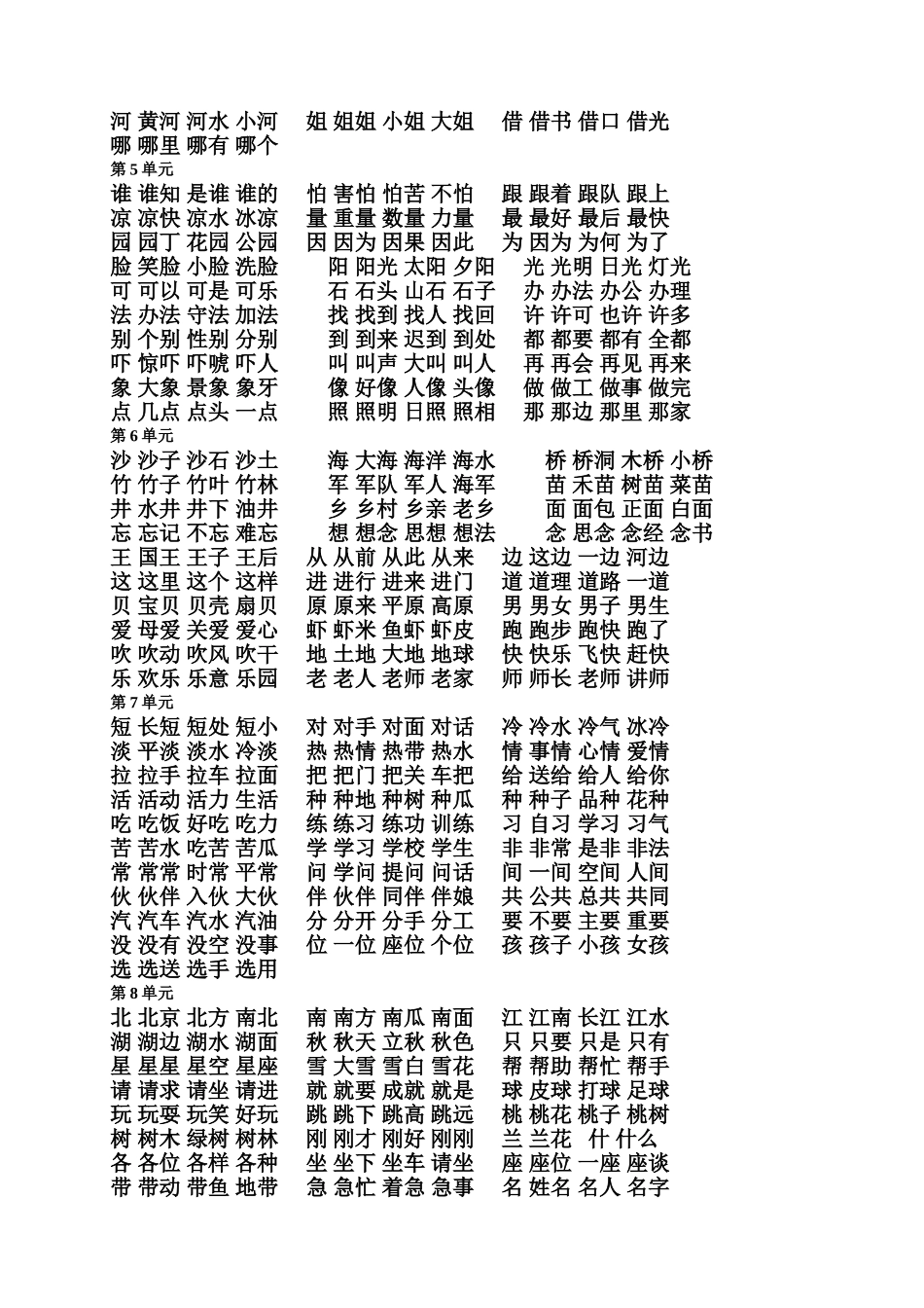 一年级下册生字组词_第2页