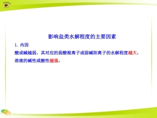 影响盐类水解程度的主要因素