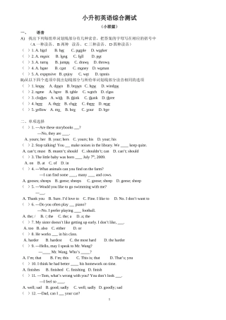 小升初小联盟试卷-英语