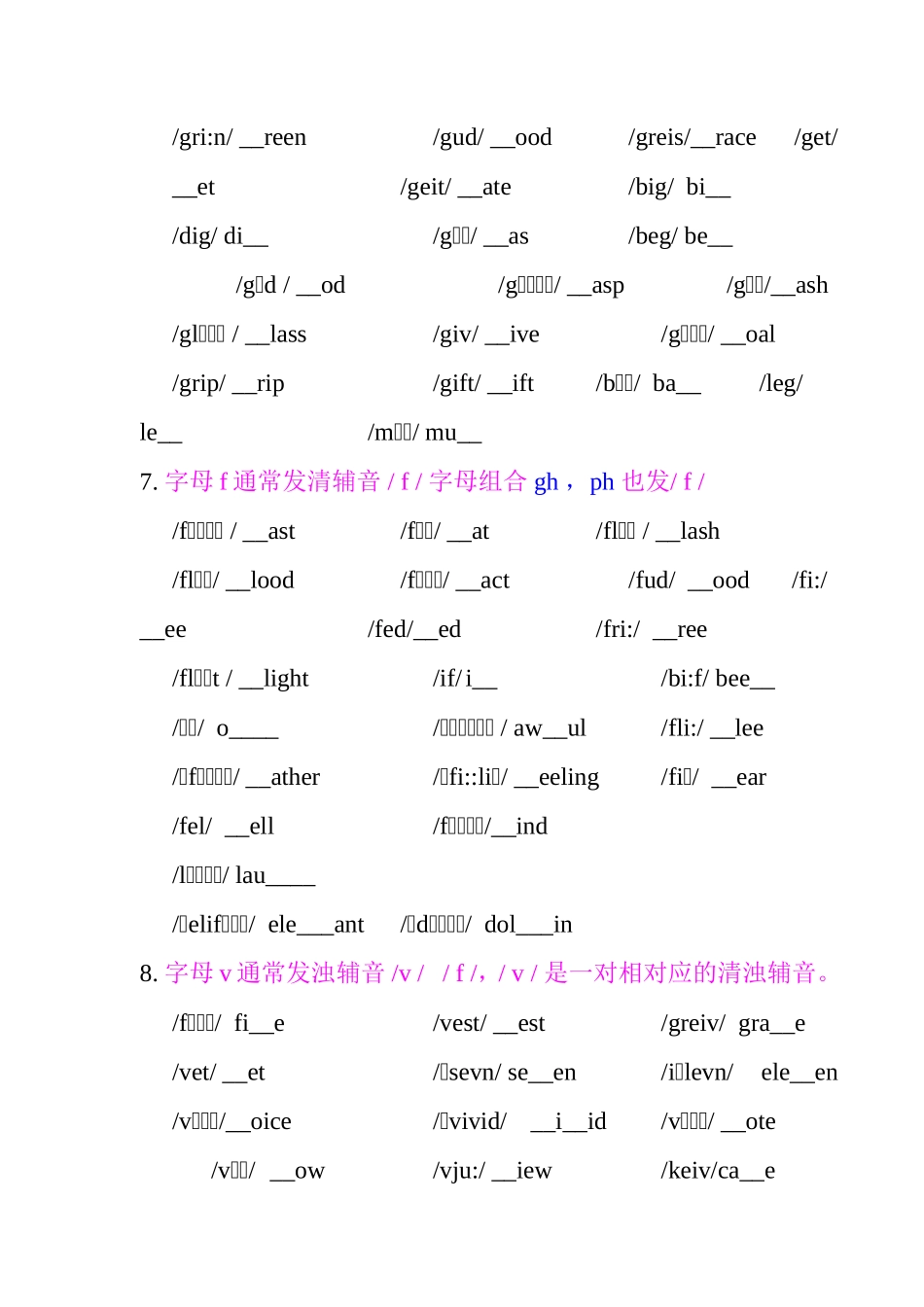 辅音字母及辅音字母组合的发音练习_第3页
