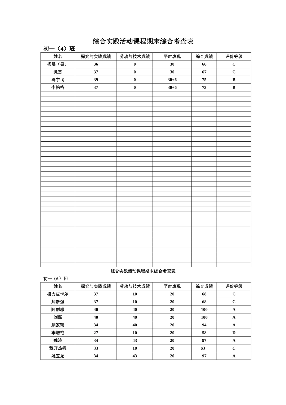 综合实践活动课程期末综合考查表_第2页