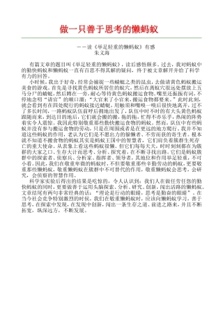 做一只善于思考的懒蚂蚁