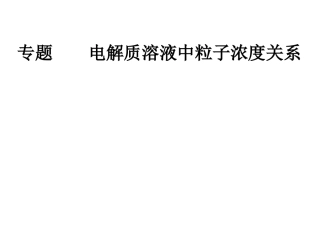 电解质溶液中粒子浓度关系