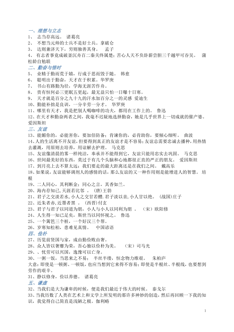 初中生必须掌握的名言警句_第1页