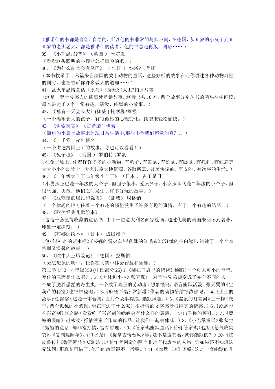 一到六年级小学生必读书目_第3页