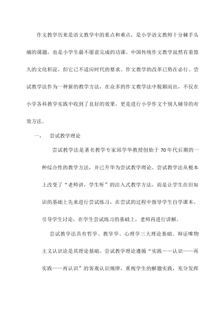 尝试教学法在小学作文个别辅导员中的运用