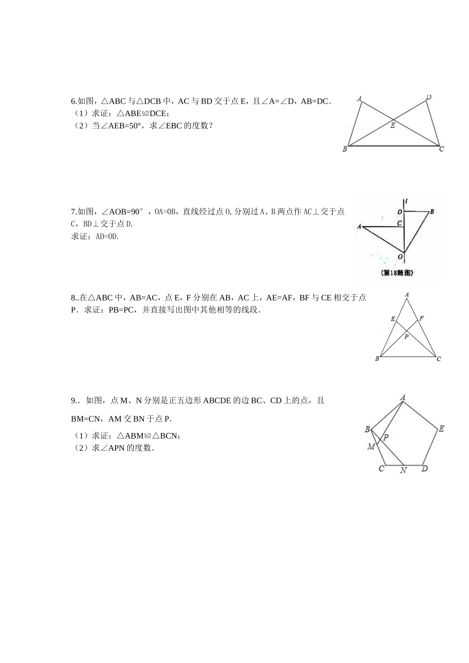 山东省淄博市临淄区敬仲镇中心学校三角形与全等三角形专题练习（无答案）_第3页