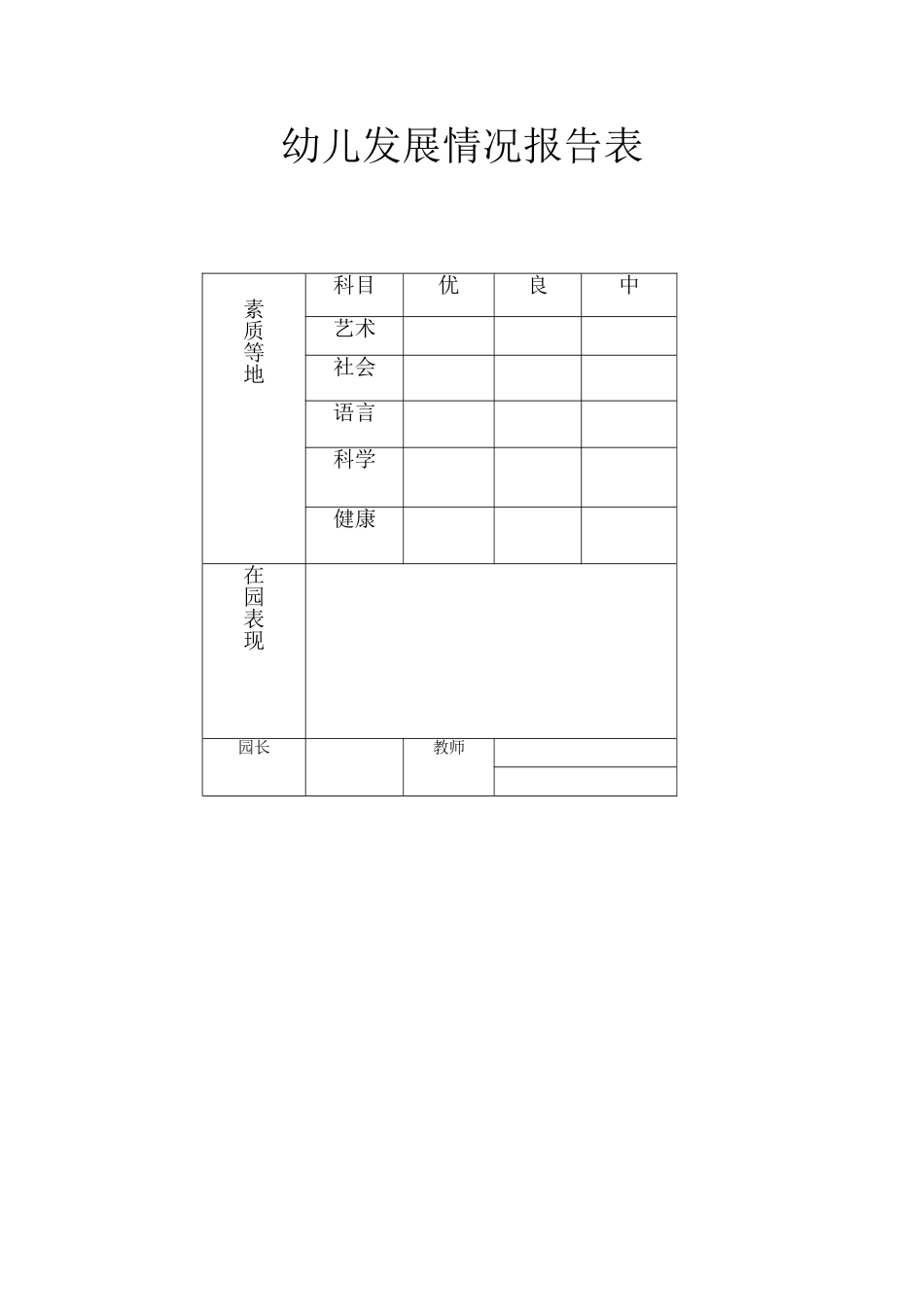 幼儿发展情况报告表_第1页