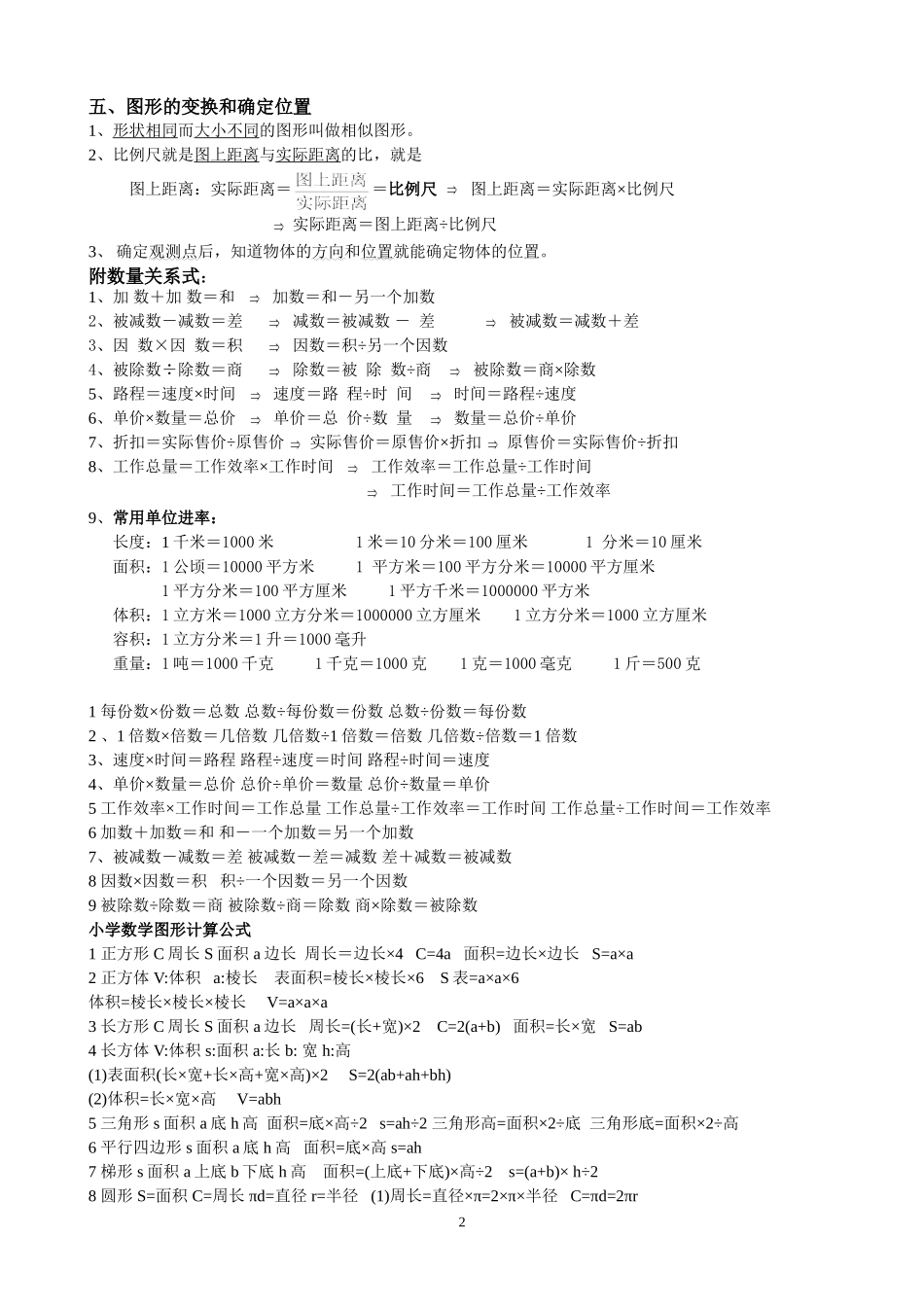 小学六年级数学概念和公式大全_第2页
