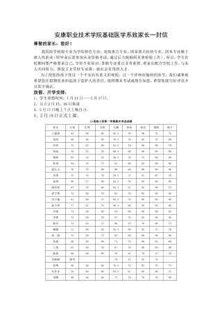 高检班第一学期期末考试成绩