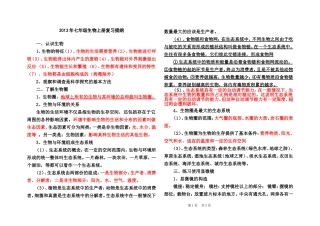 2013最新人教版七年级生物上册复习资料