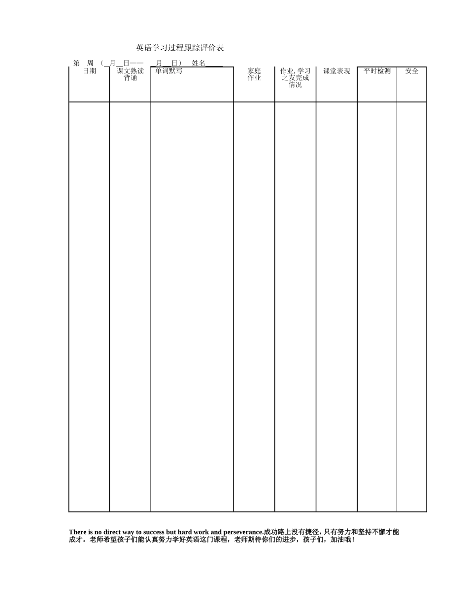 英语学习过程跟踪评价表_第1页