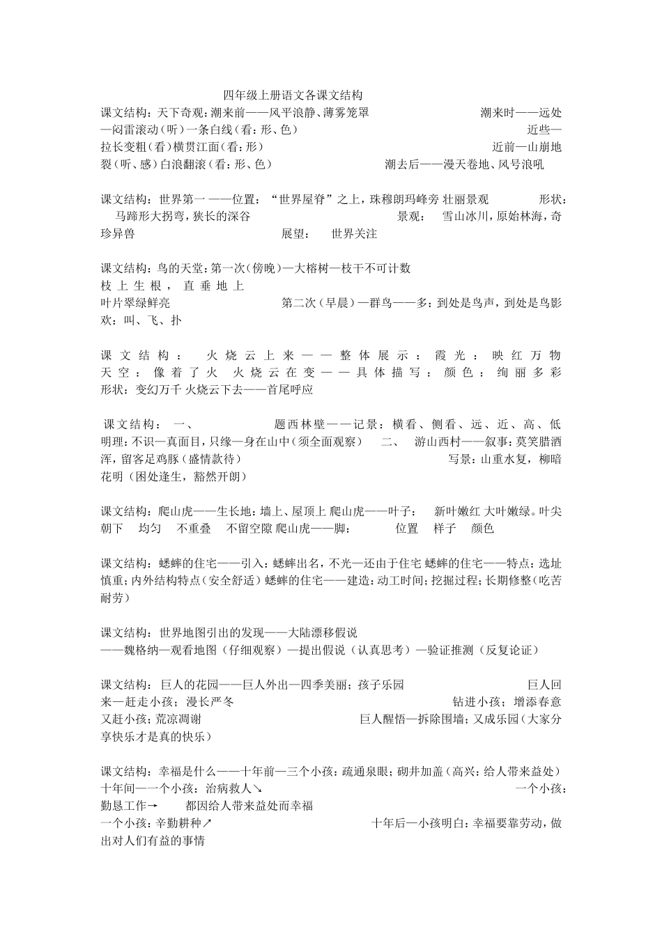 四年级上册课文结构_第1页